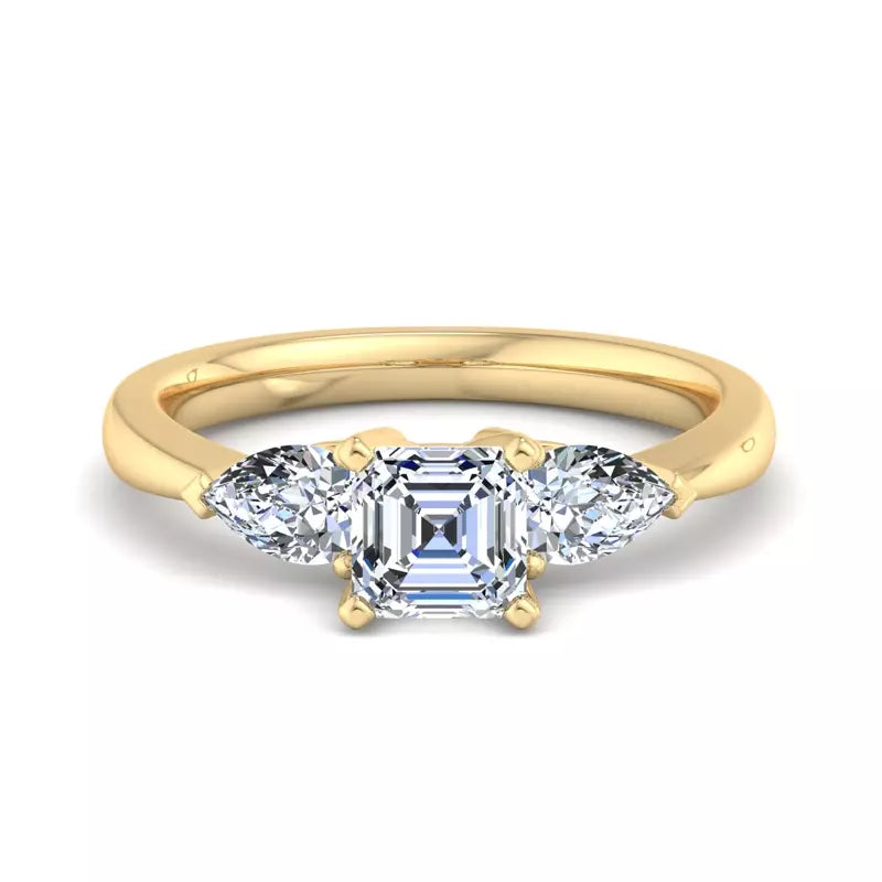 Three-Stone Lab Asscher Engagement Ring