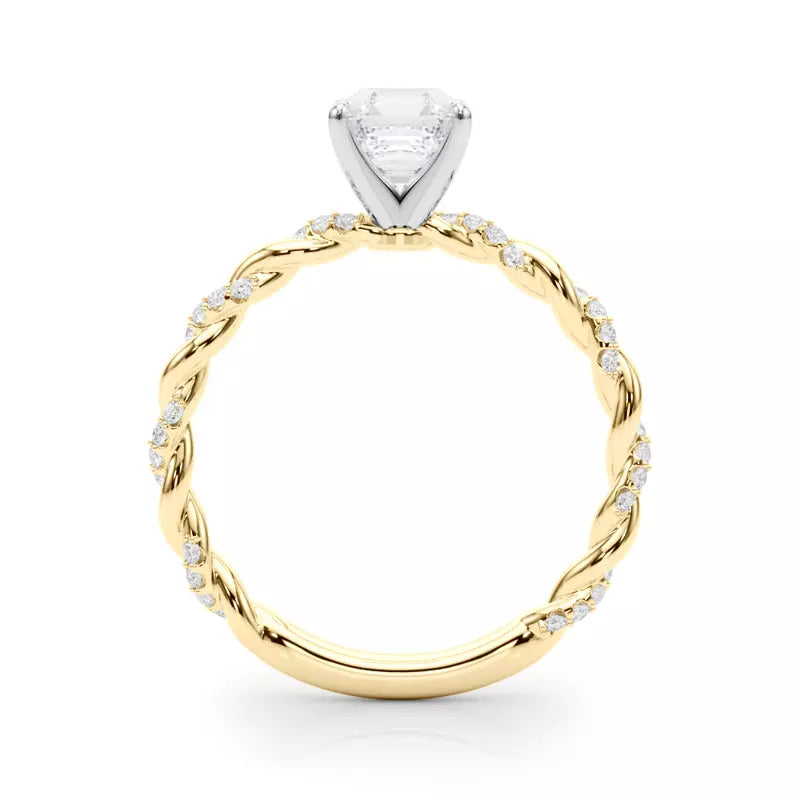 lab Diamond Asscher Twist Engagement Ring