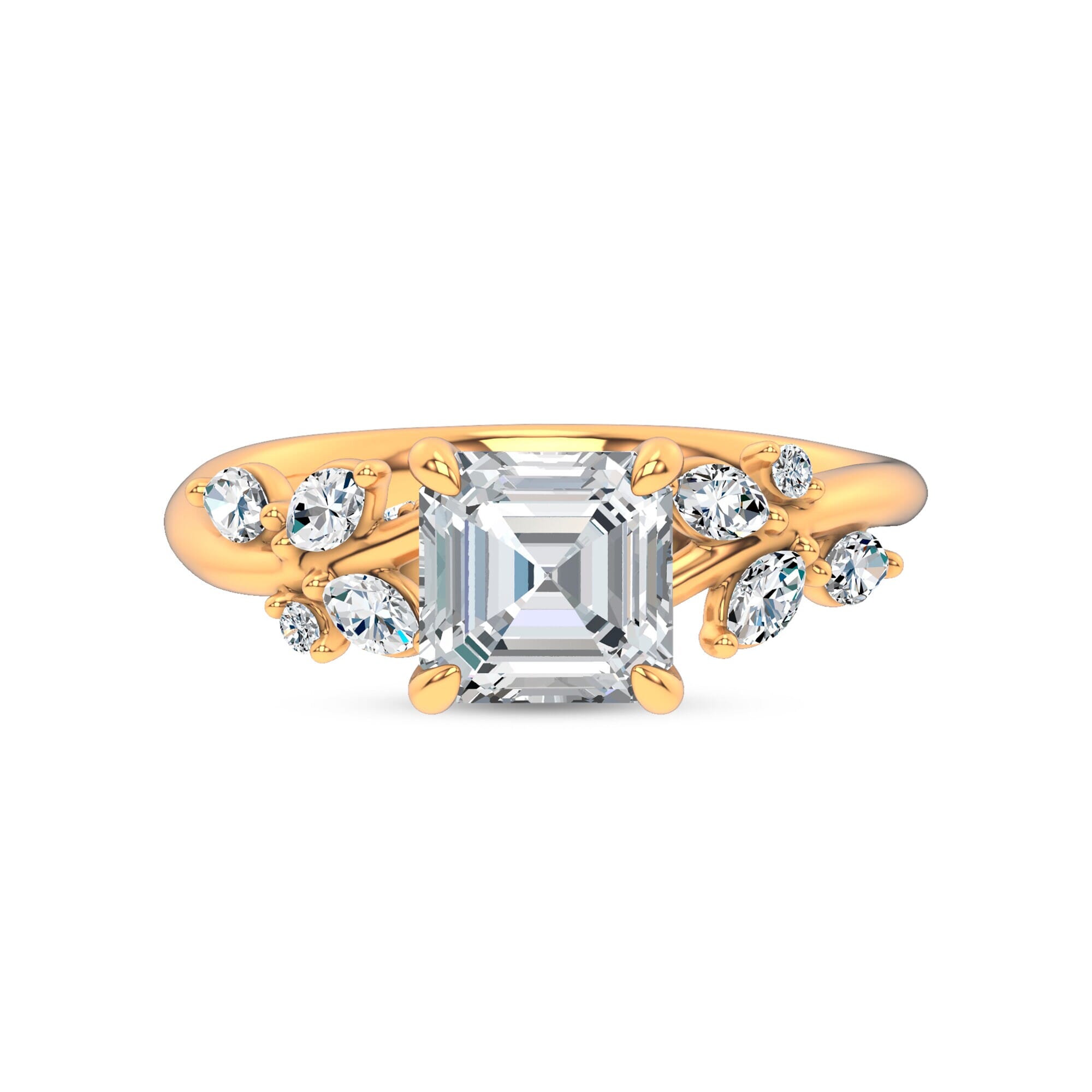 Nature-Inspired Engagement Asscher Ring