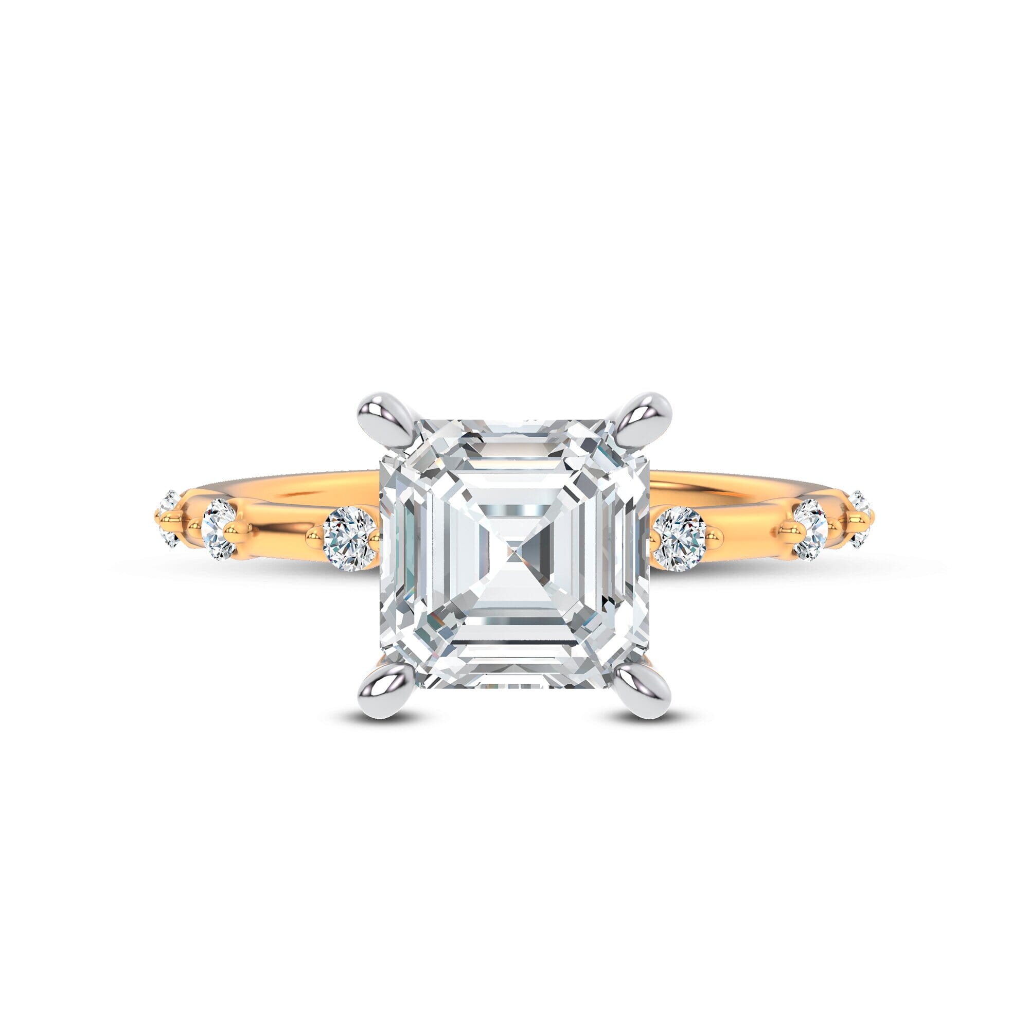 Starlight Spaced Diamond Engagement Asscher Ring