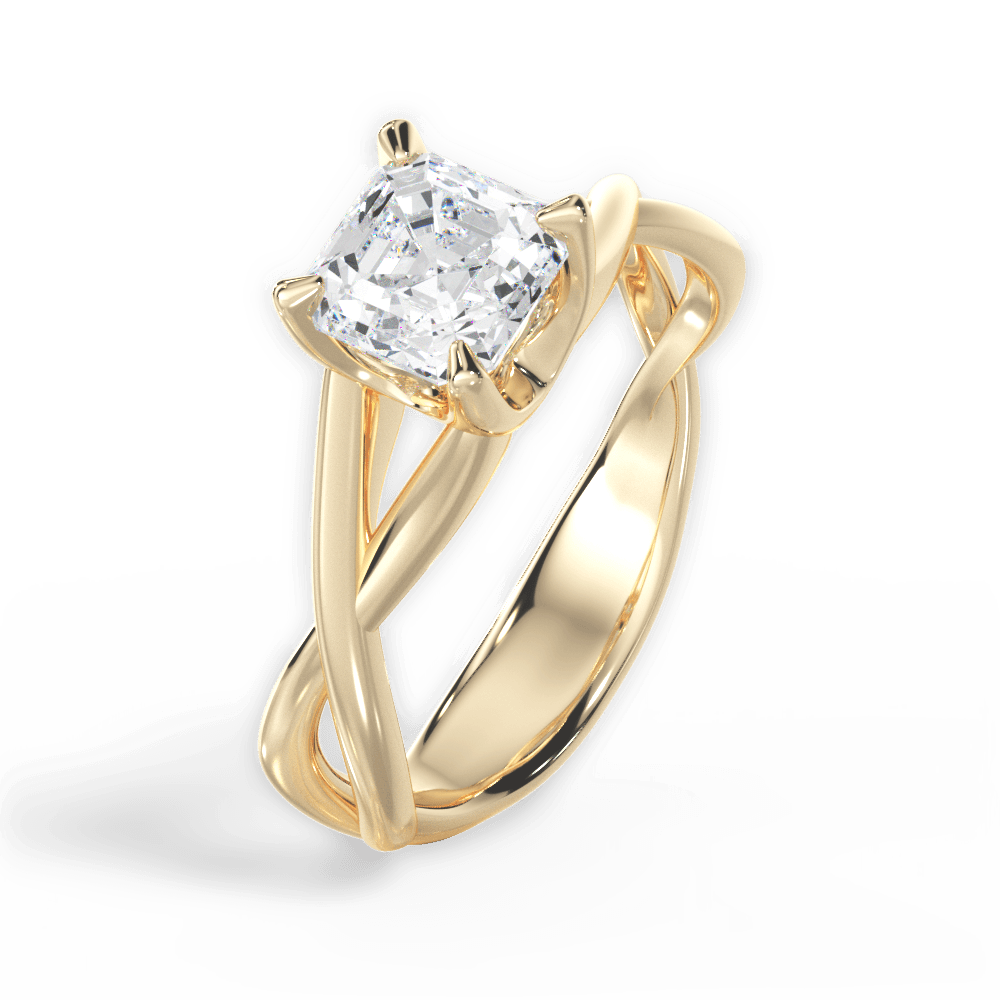 Asscher Cut Open-Twist Solitaire Engagement Ring