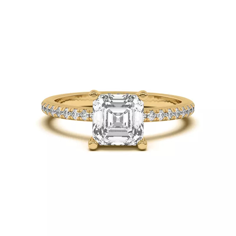 Classic Hidden Halo Pavé Asscher Engagement Ring