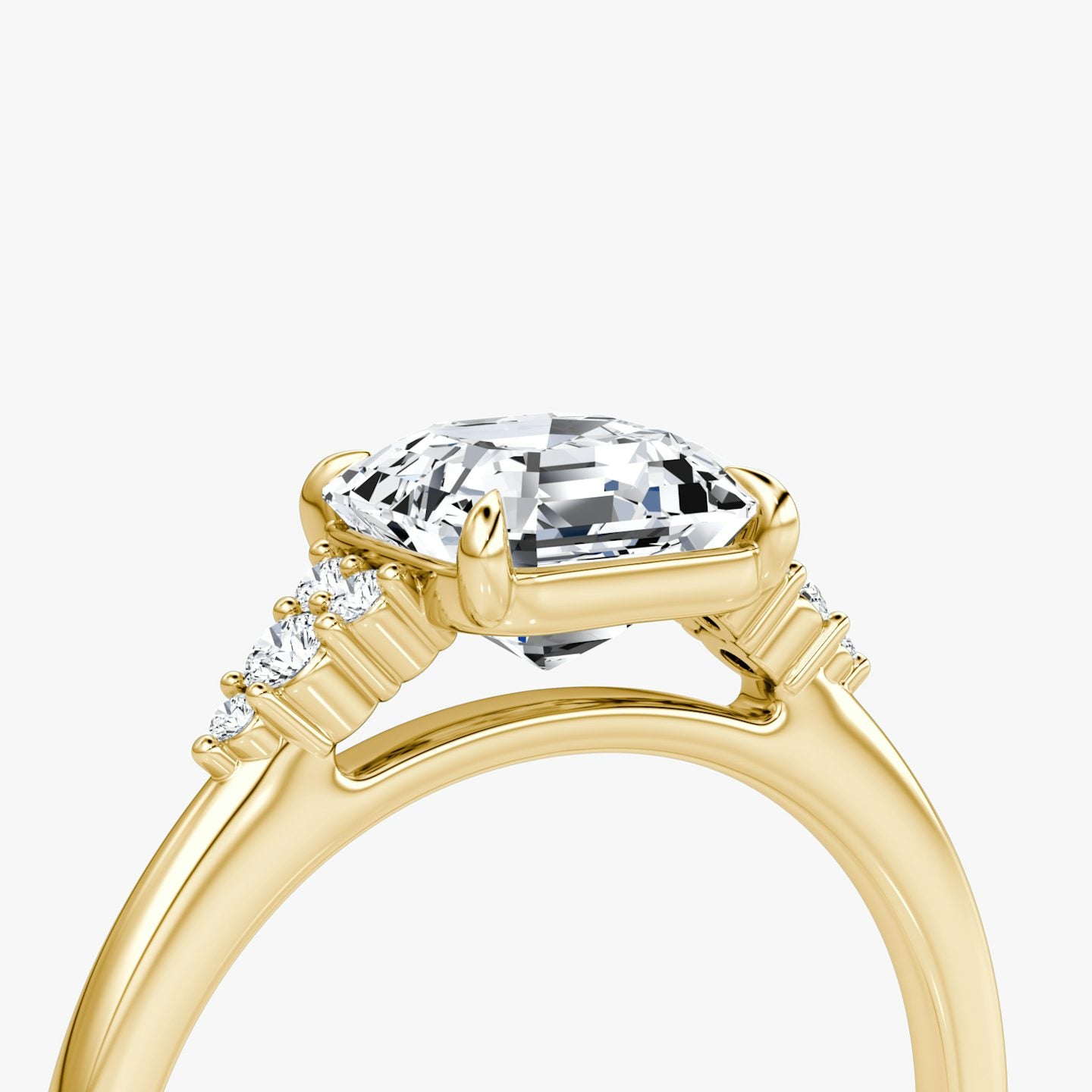 The Side Cluster Cathedral Asscher Engagement Ring