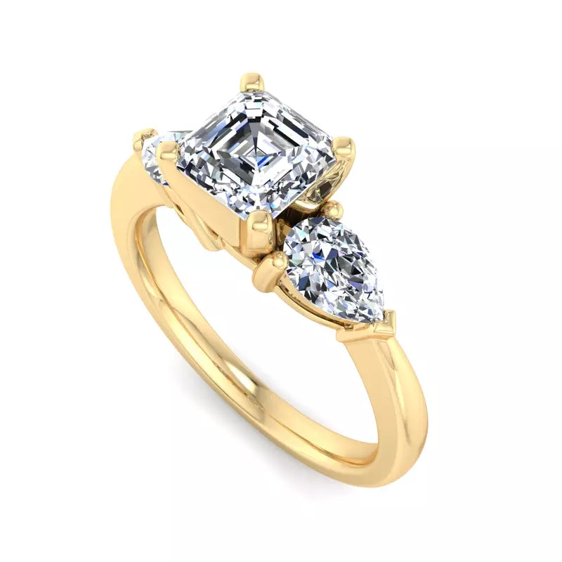 Three-Stone Lab Asscher Engagement Ring