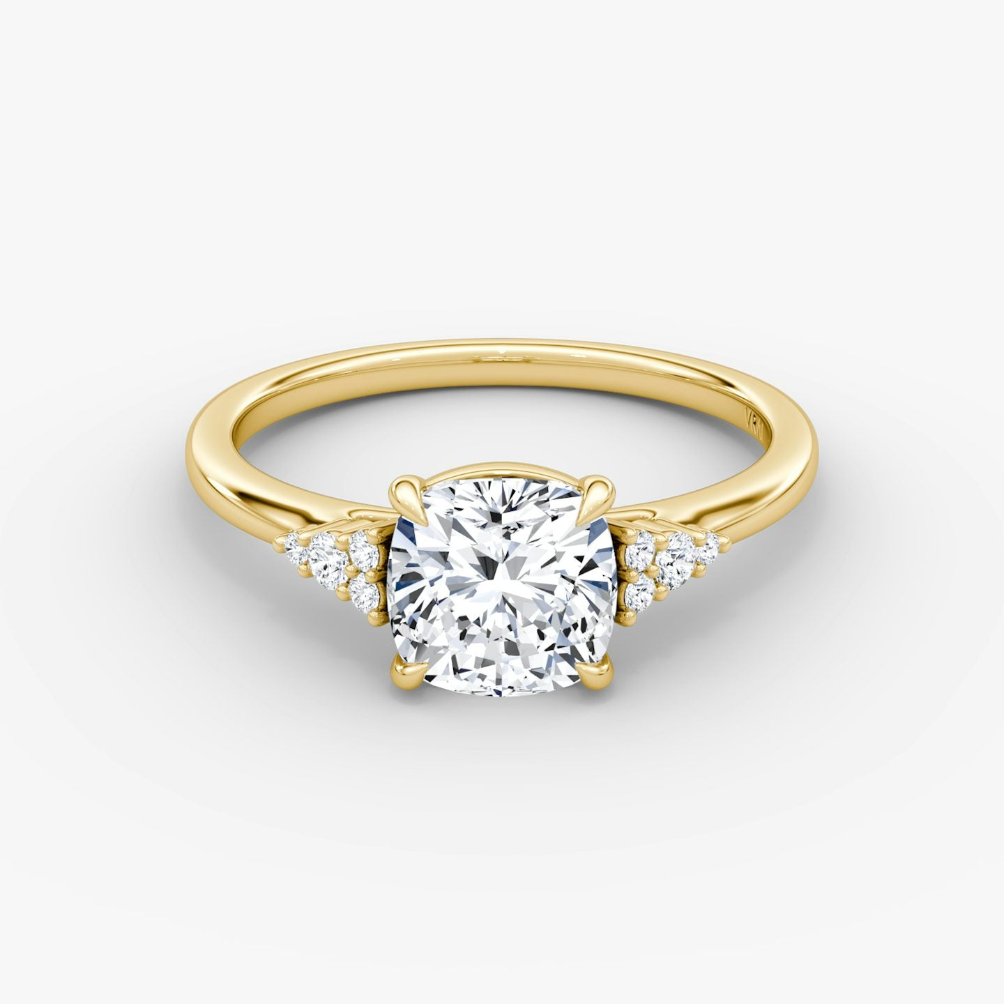 The Side Cluster Cathedral Cushion Engagement Ring