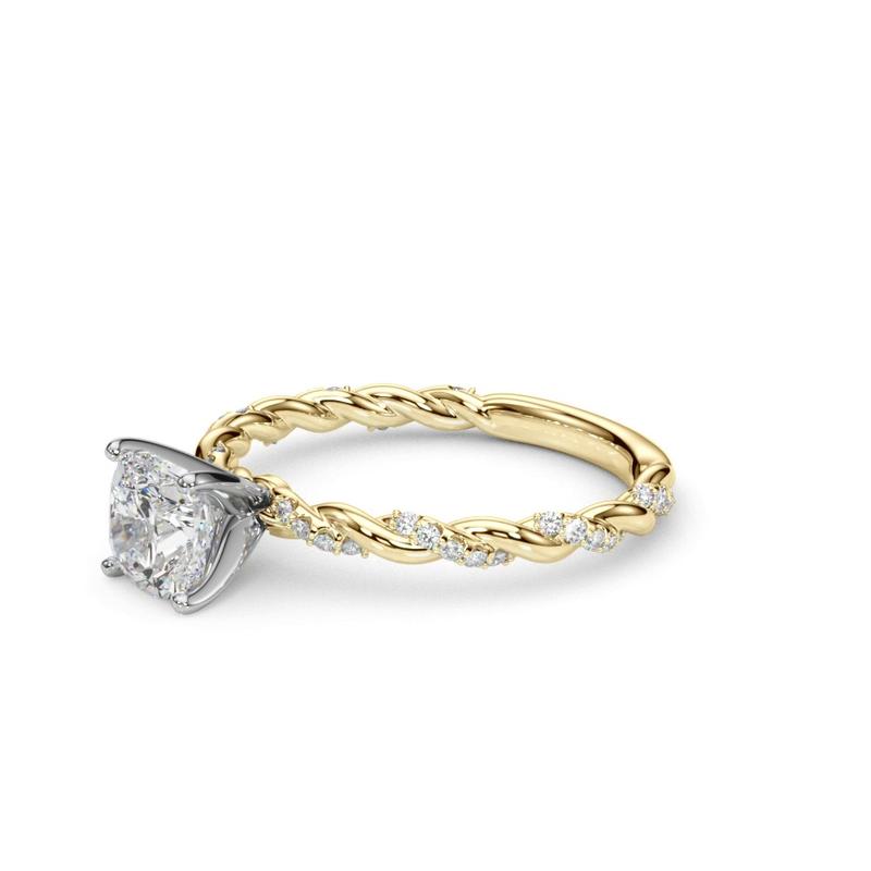 lab Diamond Cushion Twist Engagement Ring