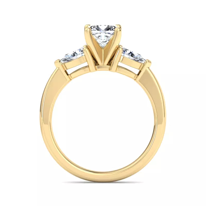 Three-Stone Lab Cushion Engagement Ring