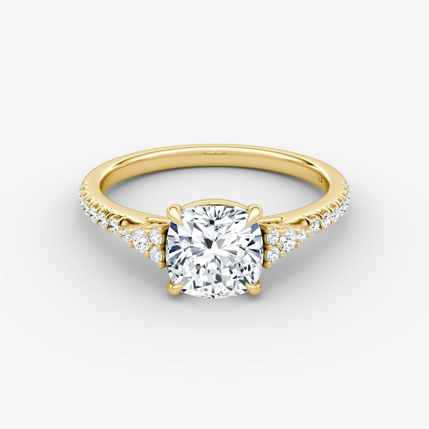 The Side Cluster Cathedral Cushion Engagement Ring