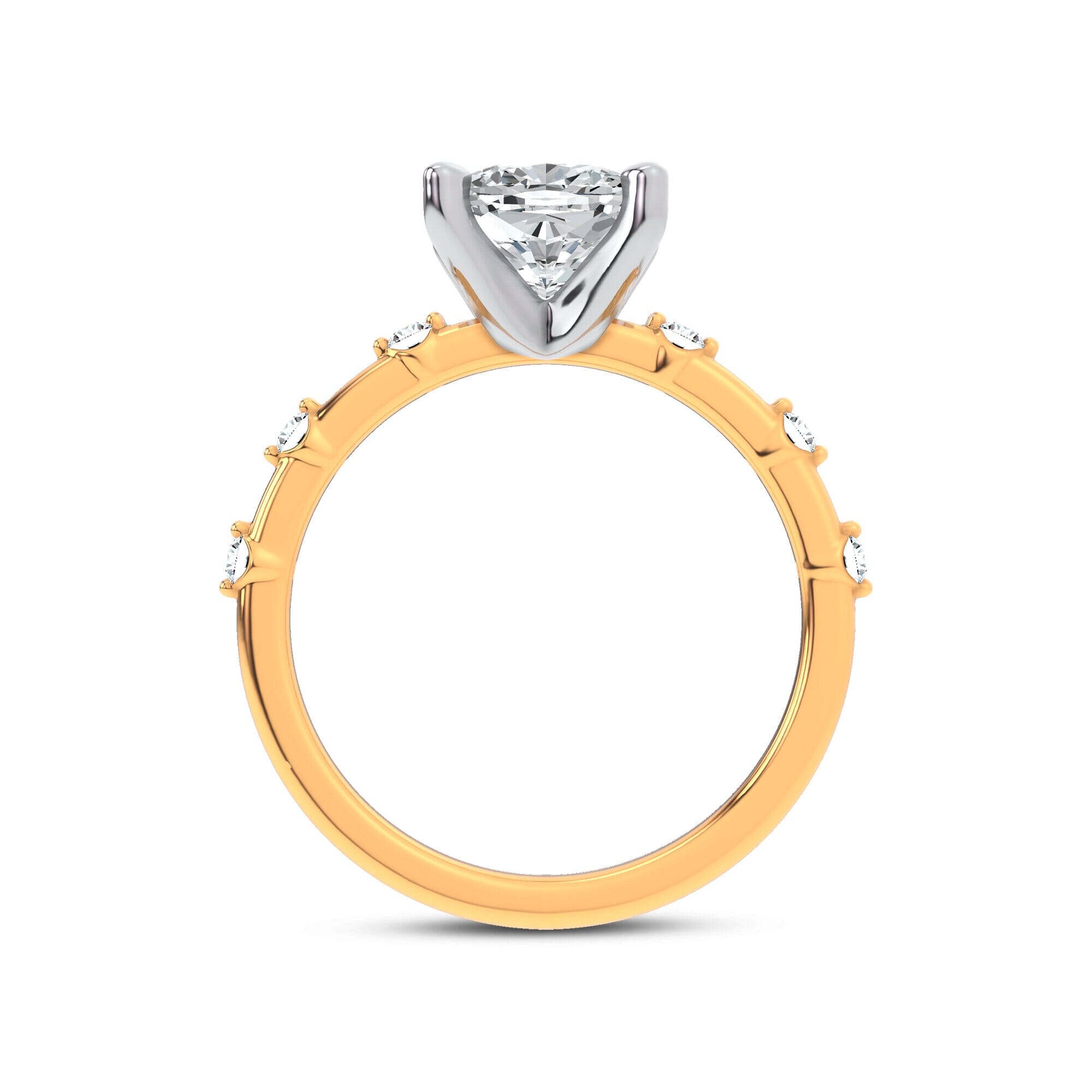 Starlight Spaced Diamond Engagement Cushion Ring