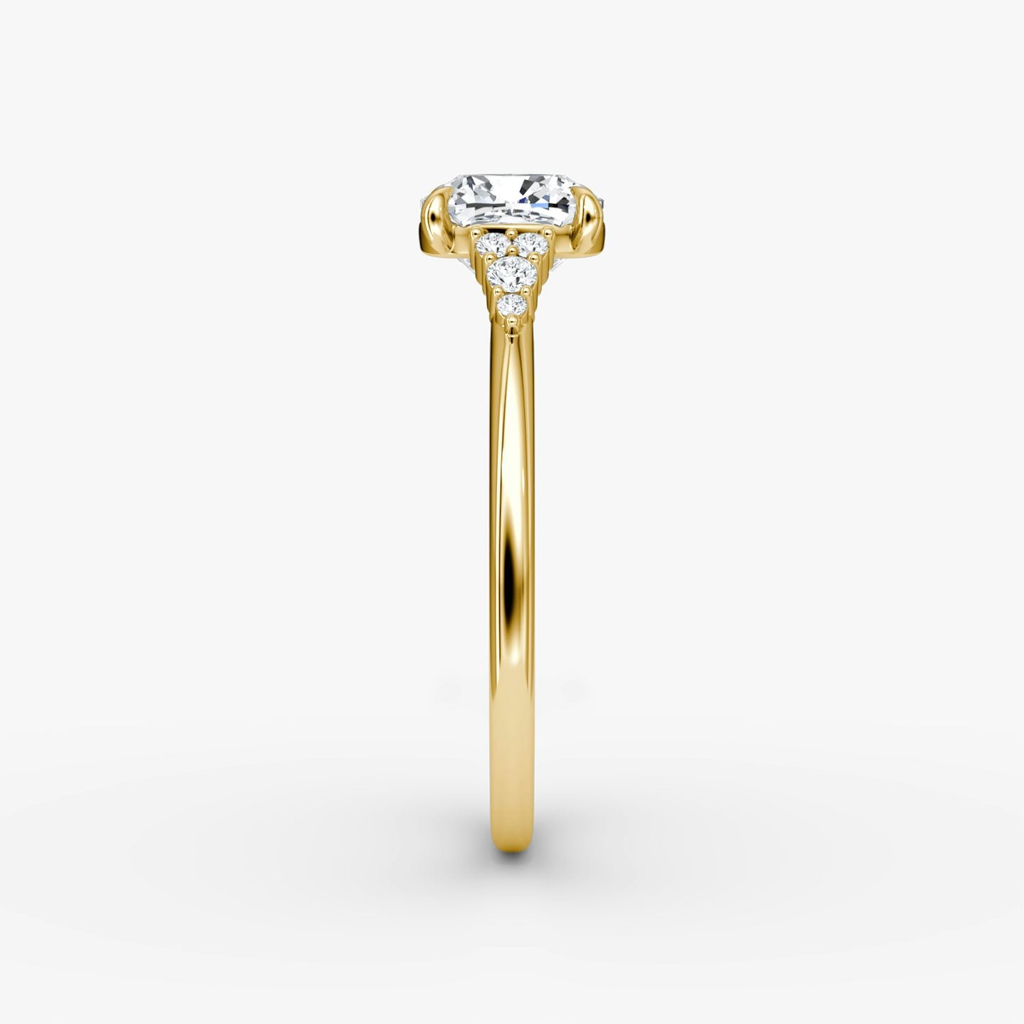 The Side Cluster Cathedral Cushion Engagement Ring