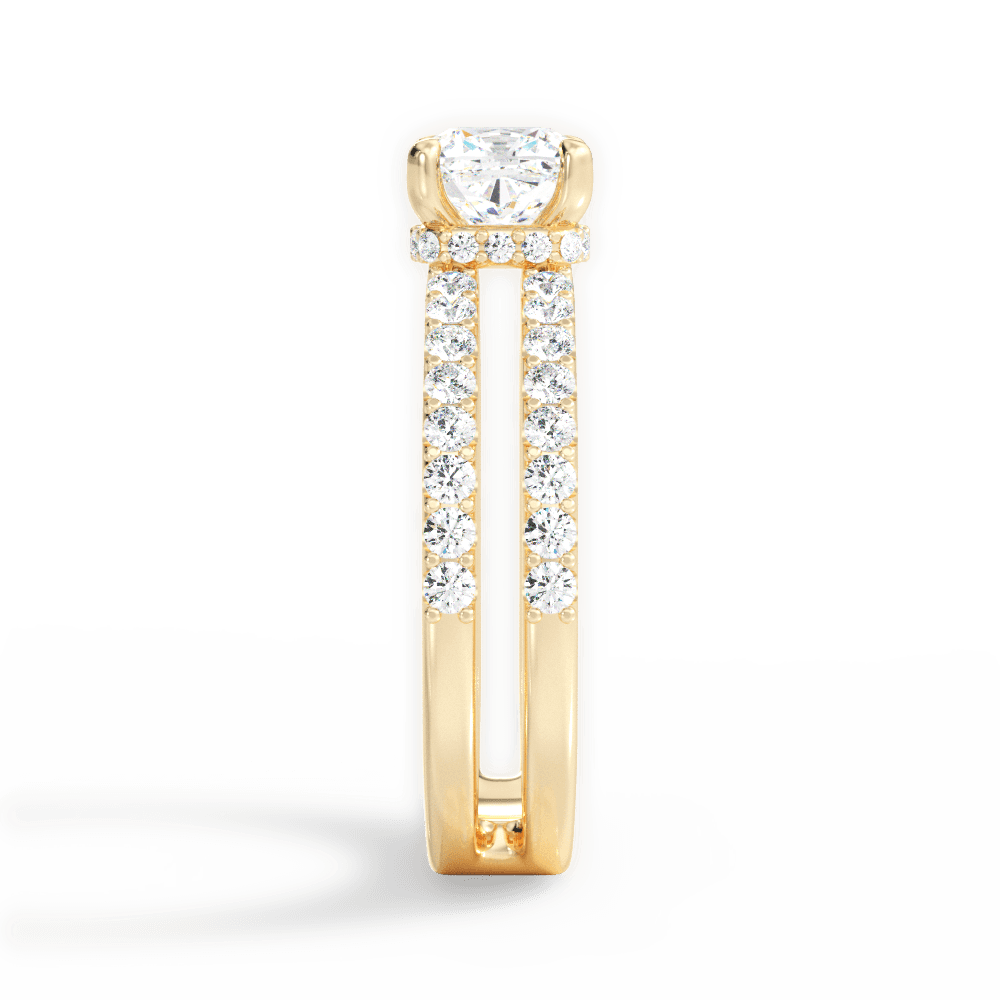 Cushion Shaped  Double Row Diamond Engagement Ring