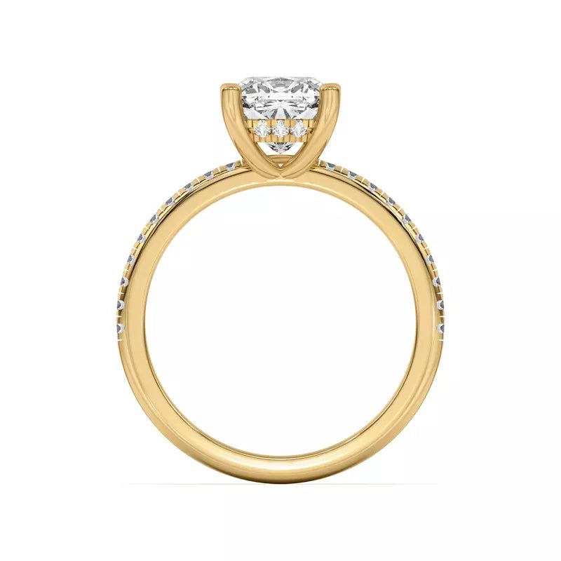 Classic Hidden Halo Pavé Cushion Engagement Ring