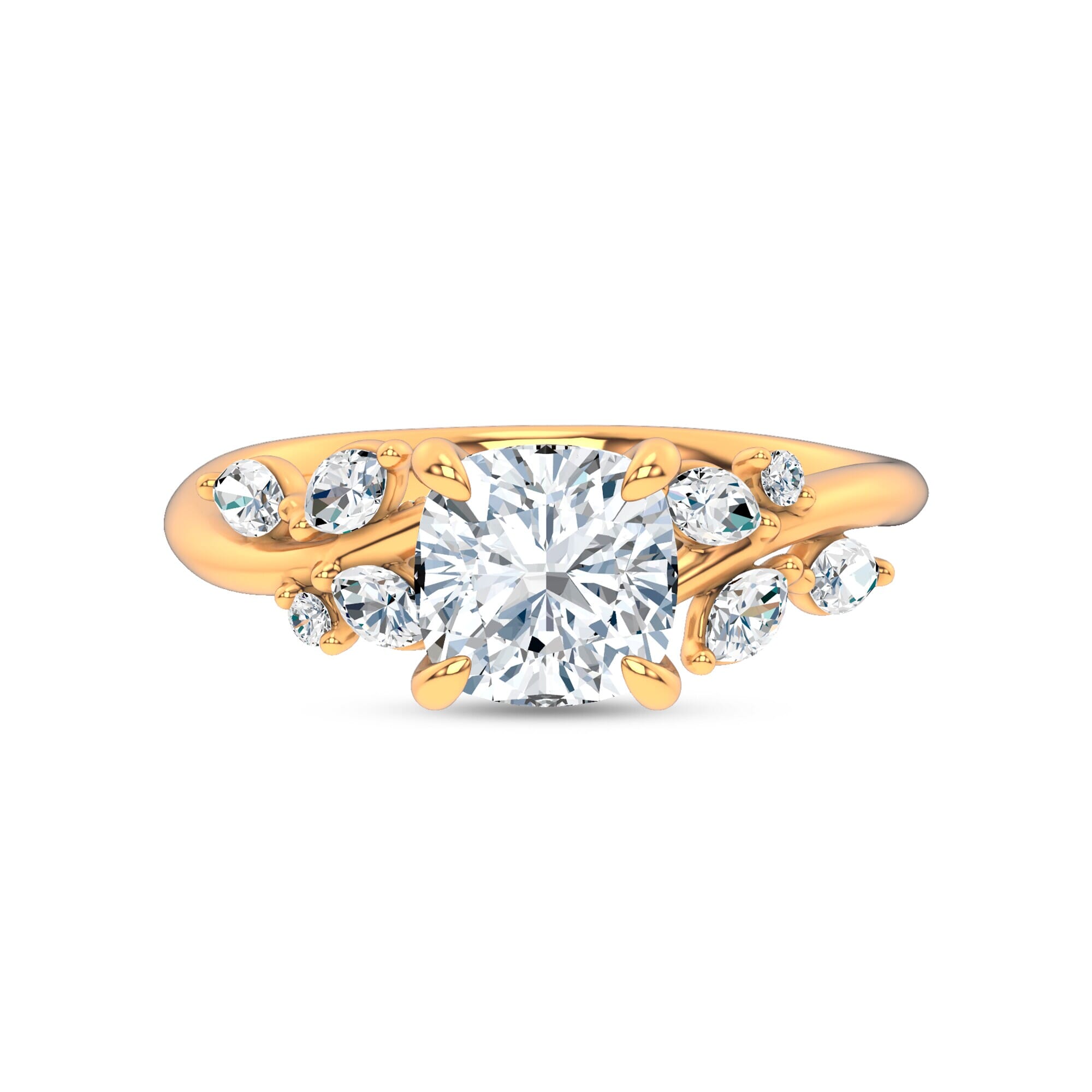 Nature-Inspired Engagement Cushion Ring