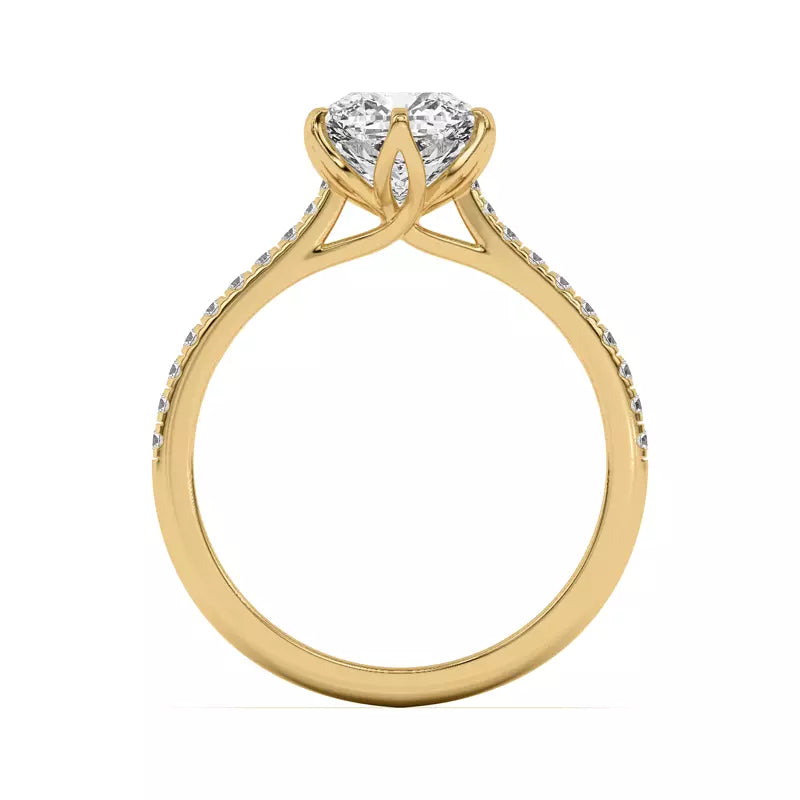 Tulip Inspired 6 Prong Cushion Engagement Ring