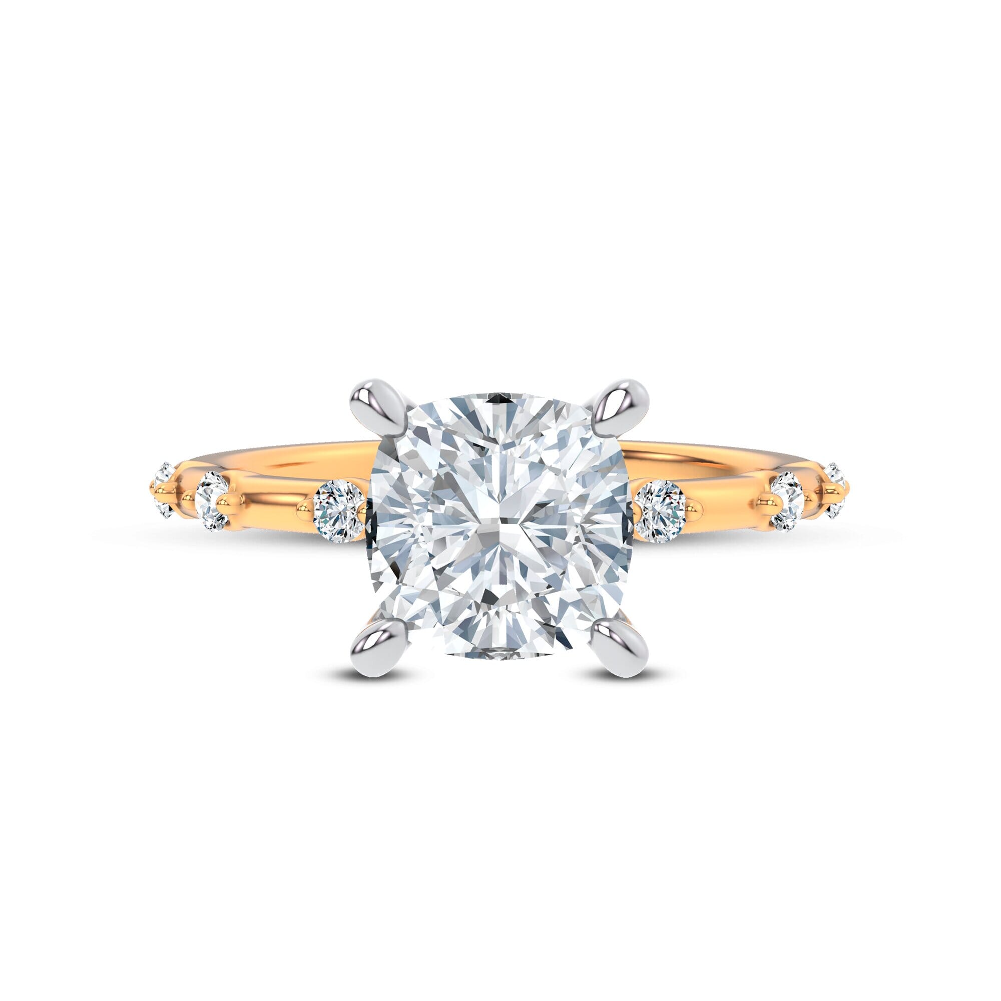 Starlight Spaced Diamond Engagement Cushion Ring