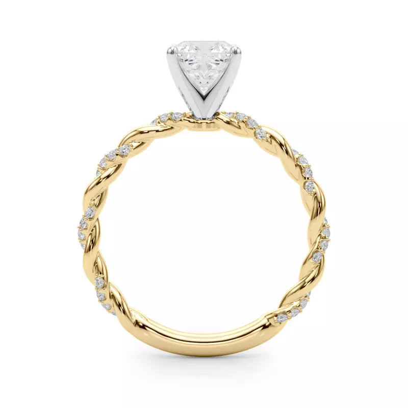 lab Diamond Cushion Twist Engagement Ring