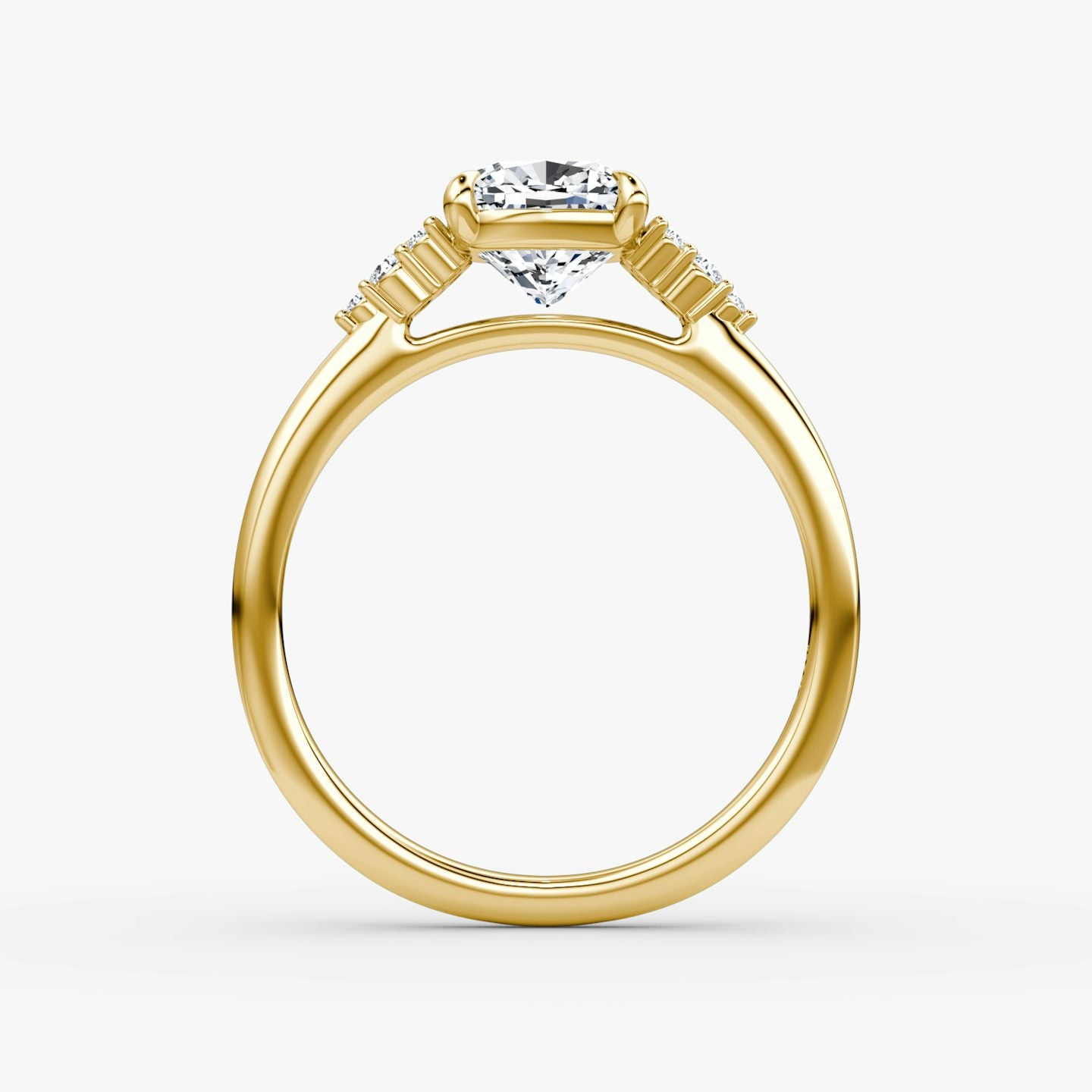 The Side Cluster Cathedral Cushion Engagement Ring