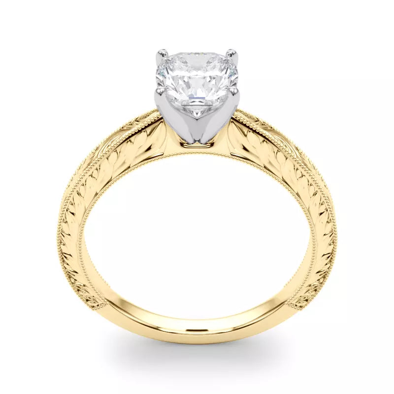 Vintage-Inspired Solitaire Engagement Cushion Ring