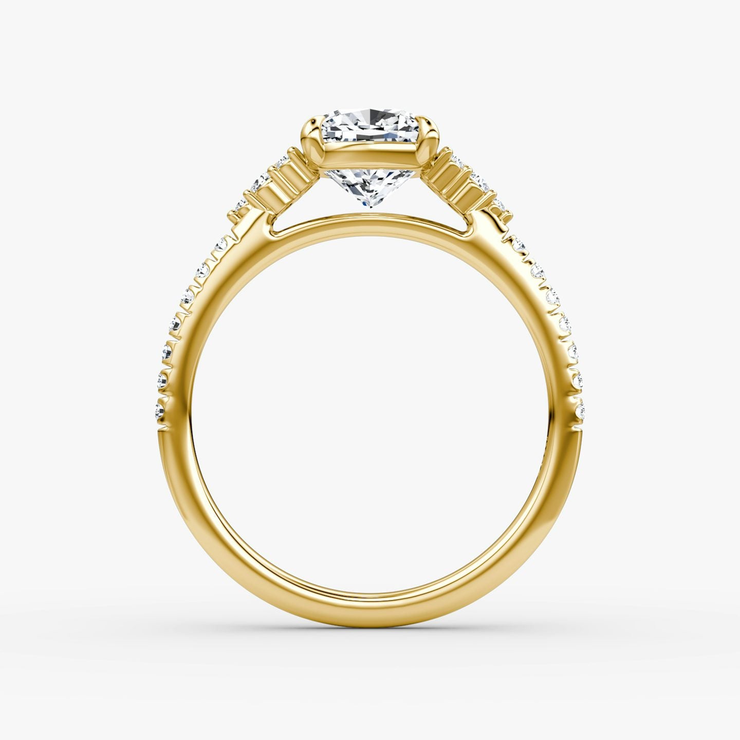 The Side Cluster Cathedral Cushion Engagement Ring