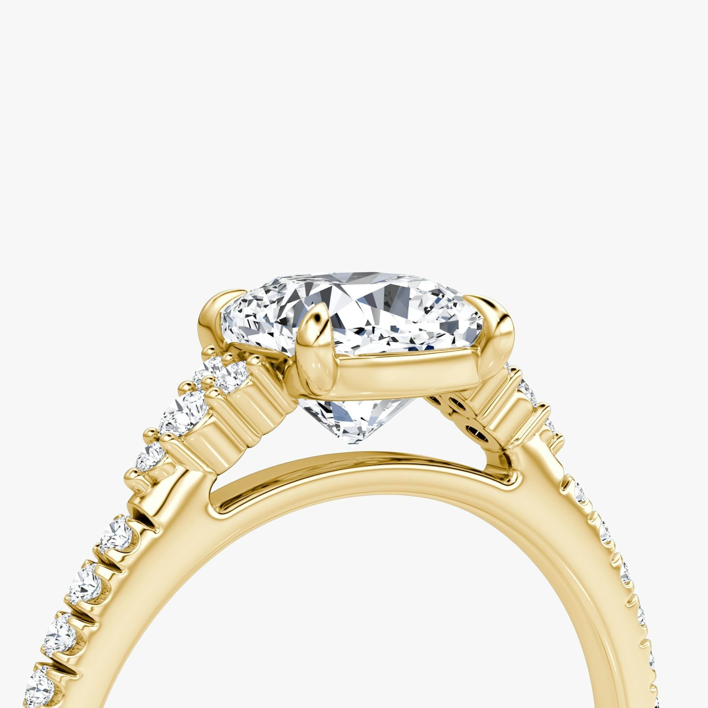 The Side Cluster Cathedral Cushion Engagement Ring