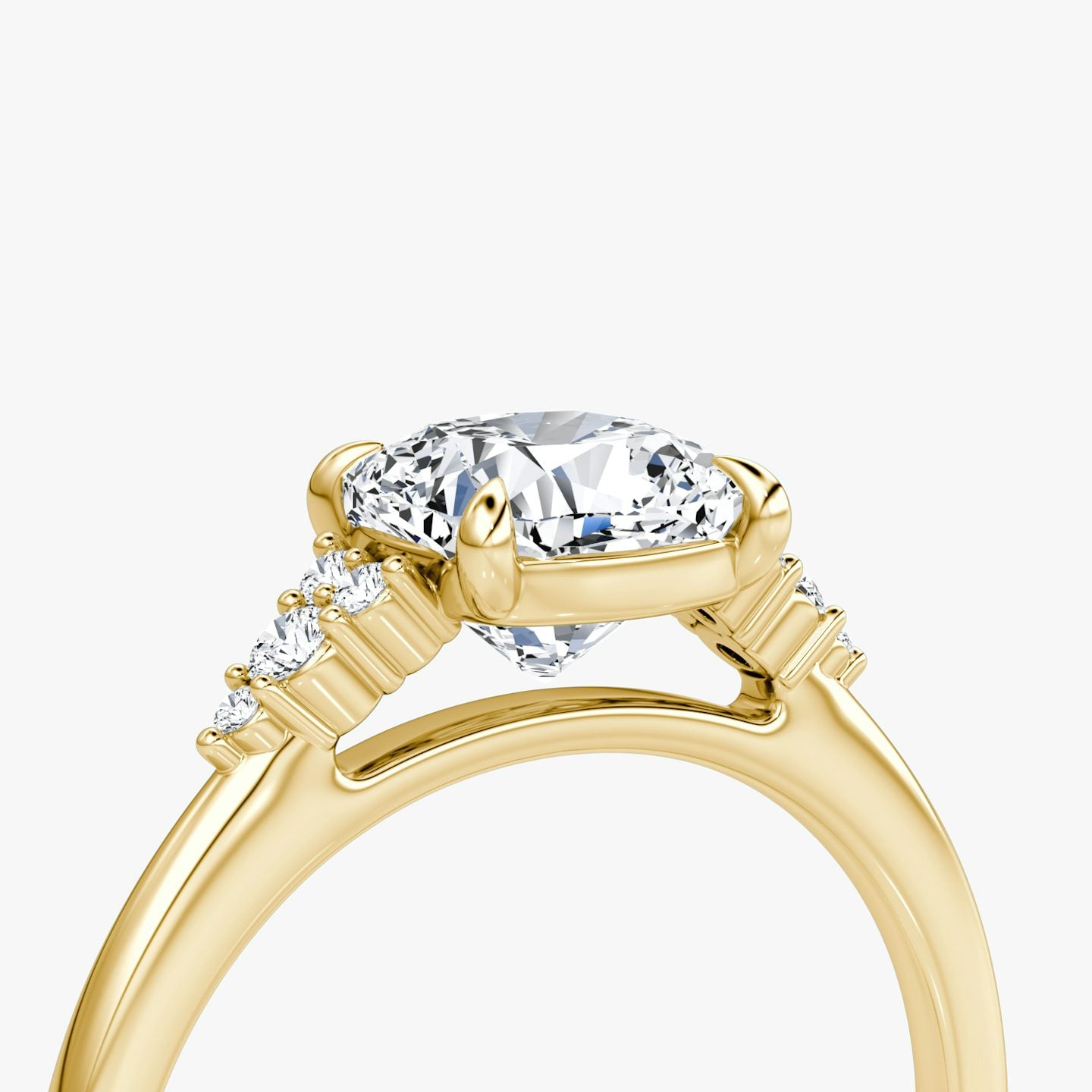 The Side Cluster Cathedral Cushion Engagement Ring