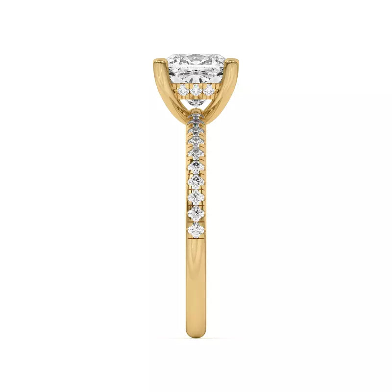 Classic Hidden Halo Pavé Cushion Engagement Ring