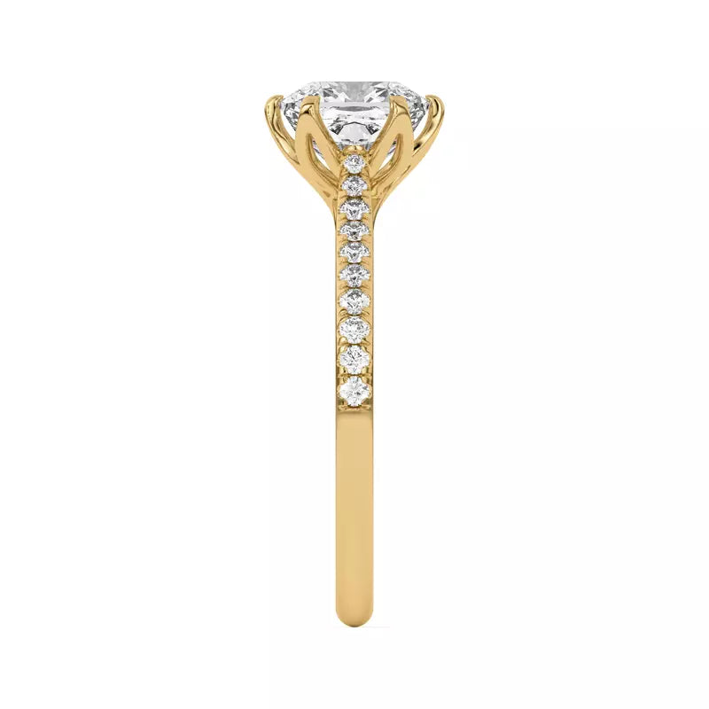 Tulip Inspired 6 Prong Cushion Engagement Ring