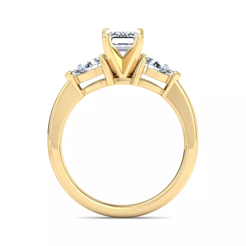 Three-Stone Lab Emerald Engagement Ring