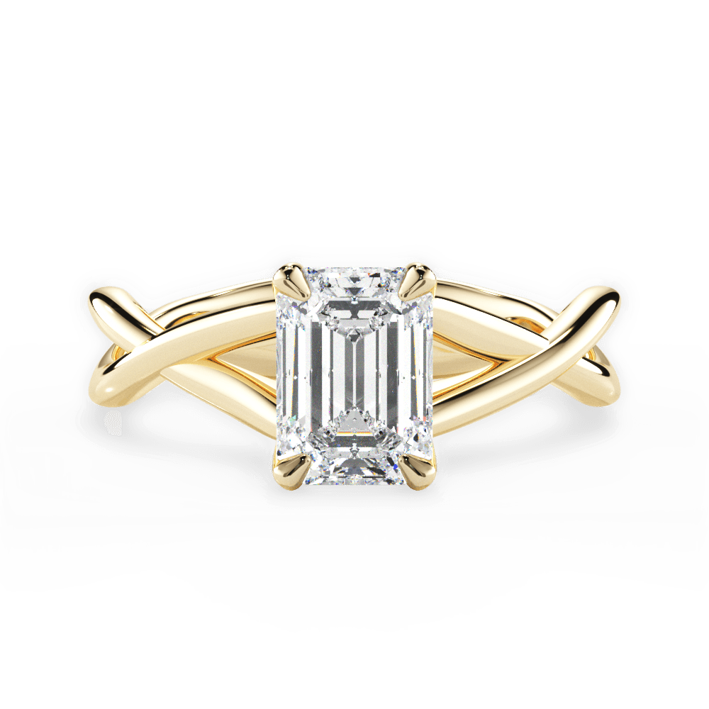 Emerald Cut Open-Twist Solitaire Engagement Ring
