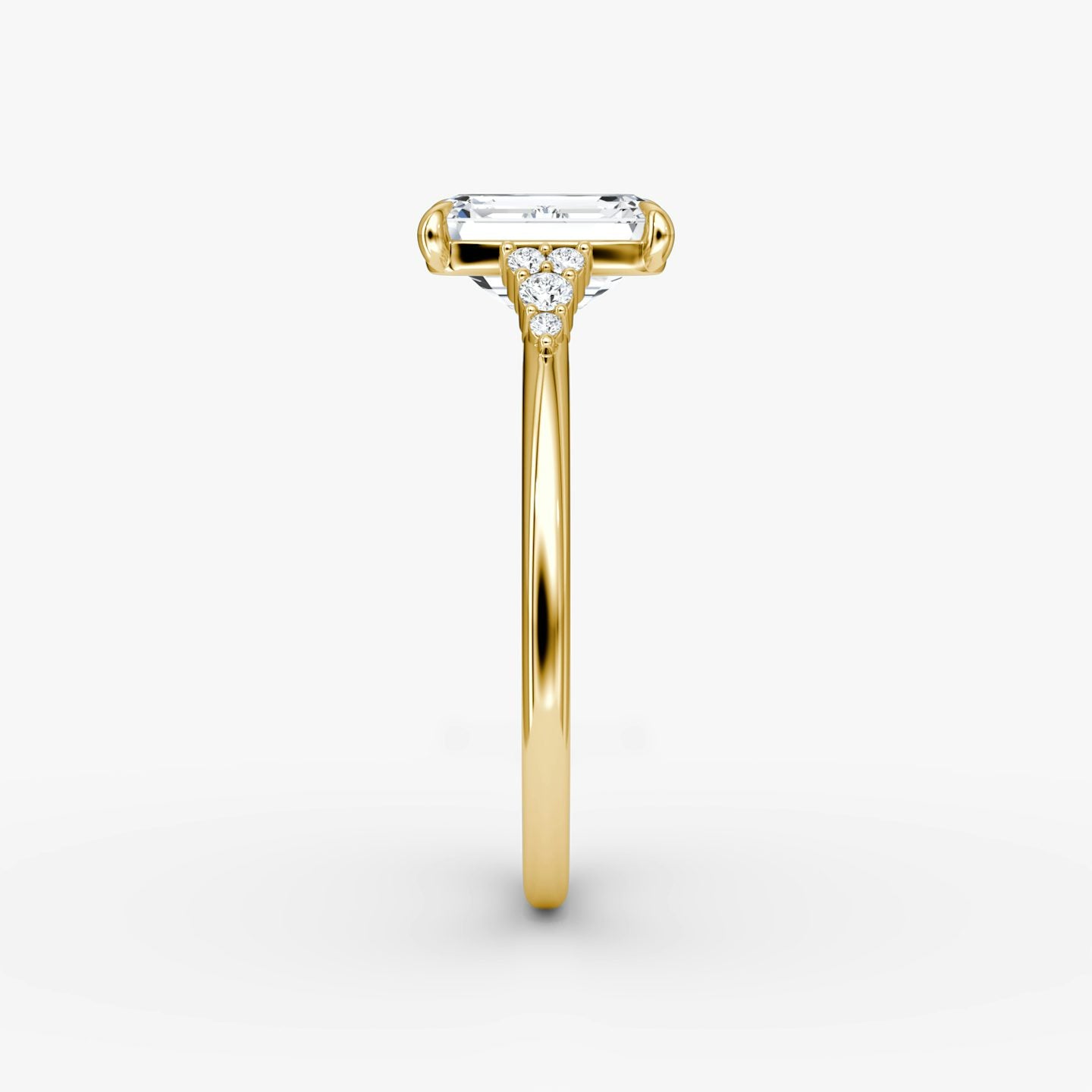 The Side Cluster Cathedral Emerald Engagement Ring