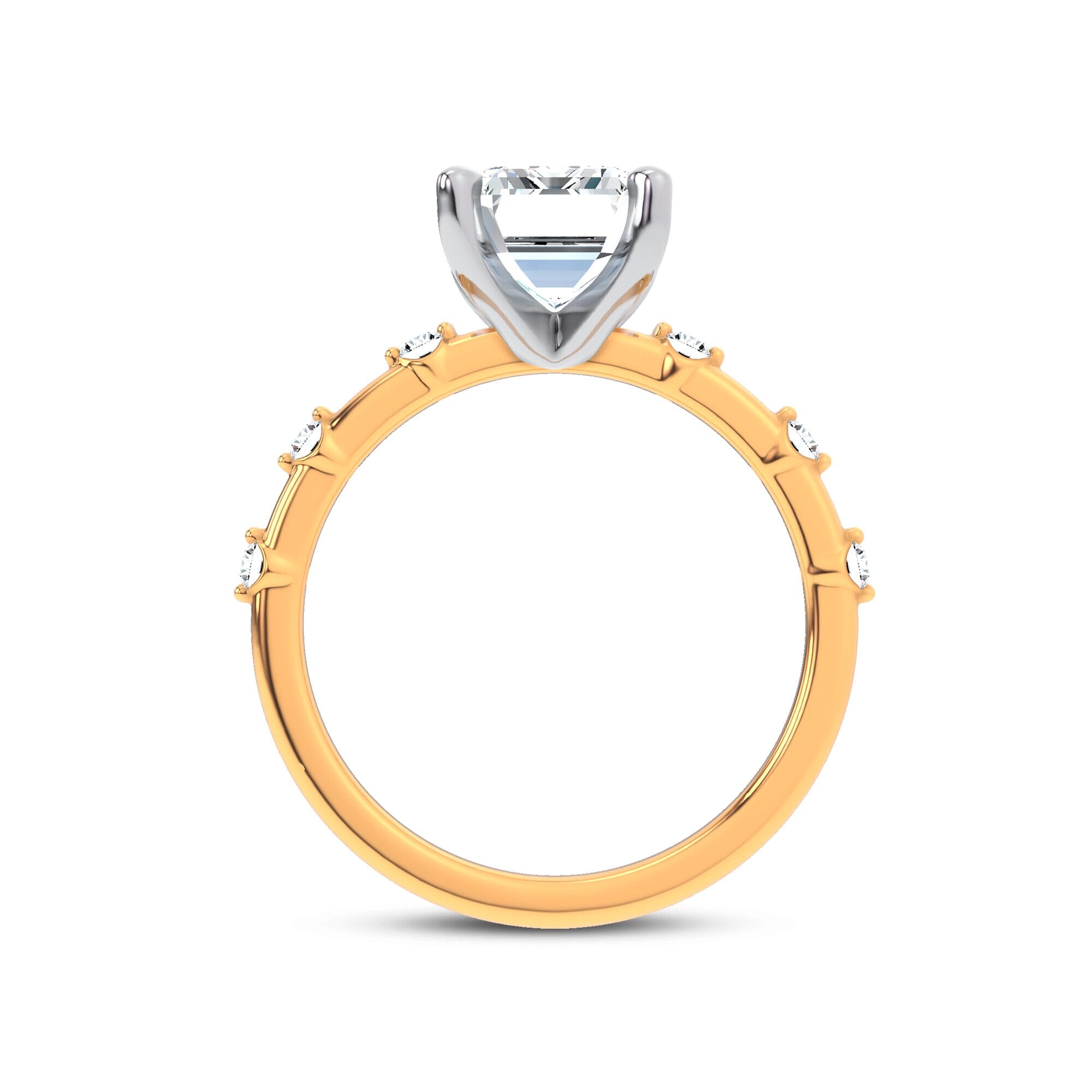 Starlight Spaced Diamond Engagement Emerald Ring