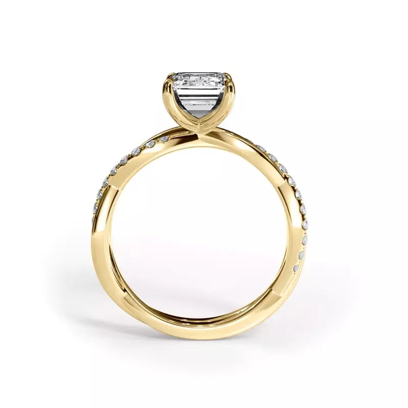 Pavé Twist Emerald Engagement Ring