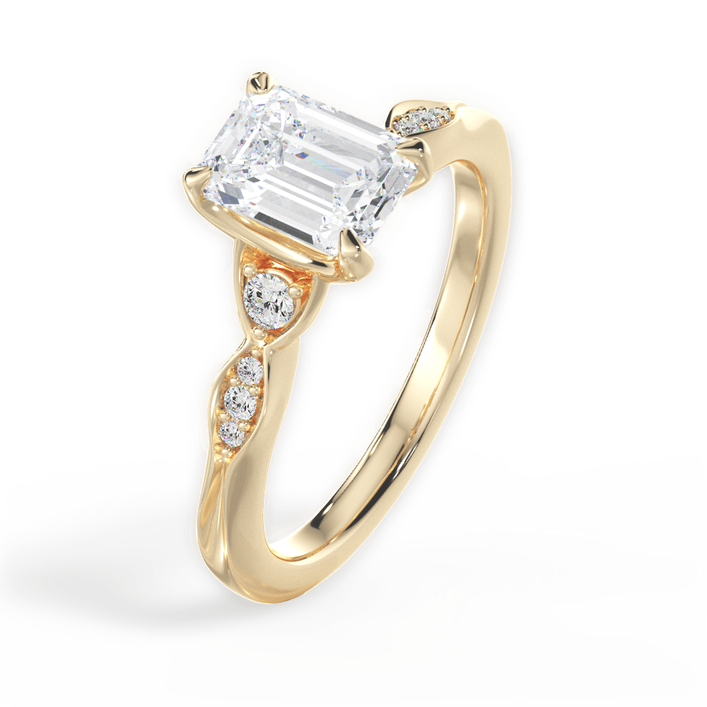 Emerald Cut Vintage Diamond Accent Engagement Ring