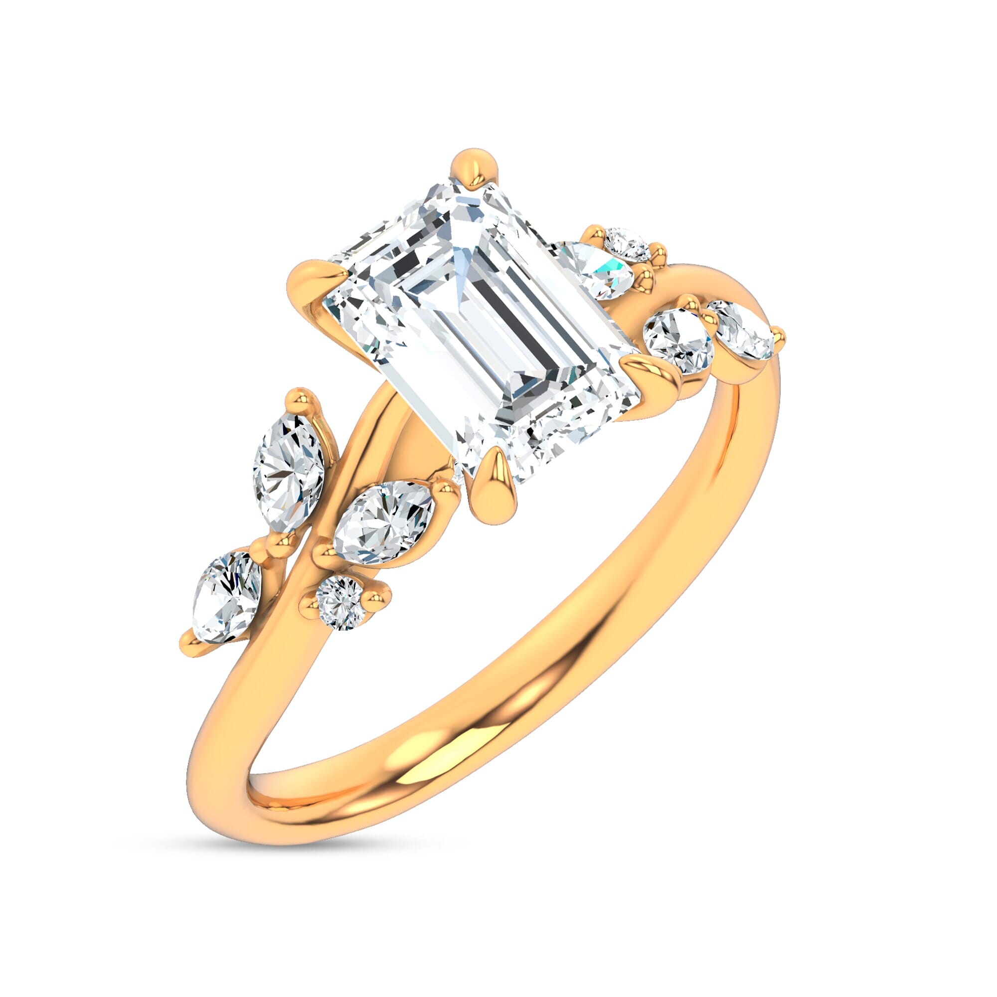 Nature-Inspired Engagement Emerald Ring