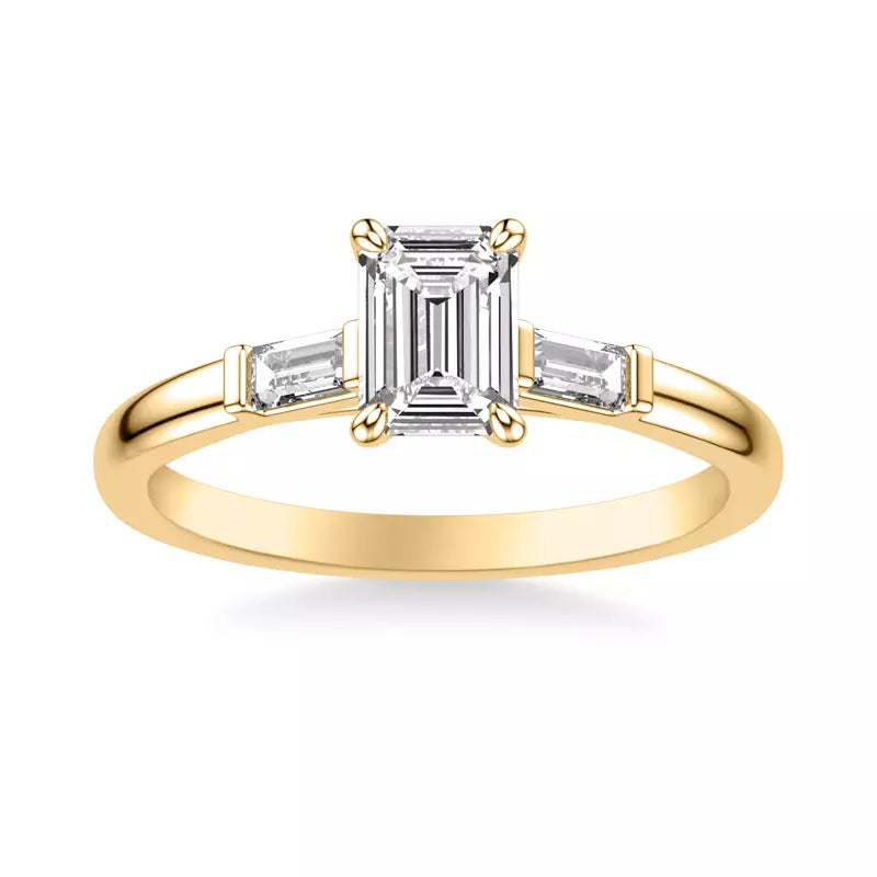 Classic 3-Stone Engagement Emerald Ring