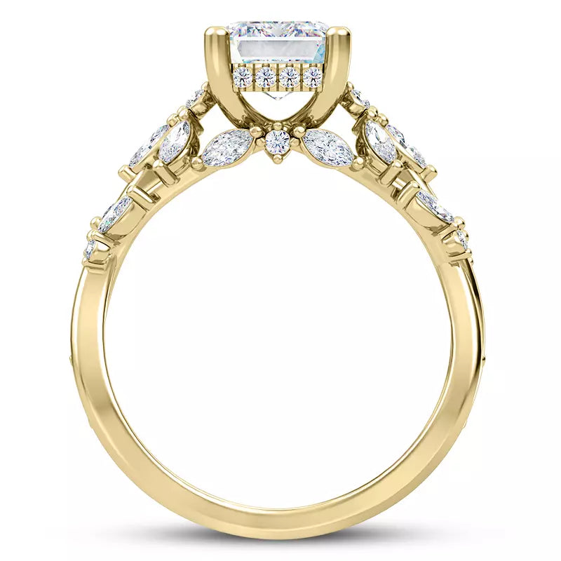 Butterfly And Bee Vine Twist Emerald Engagement Ring