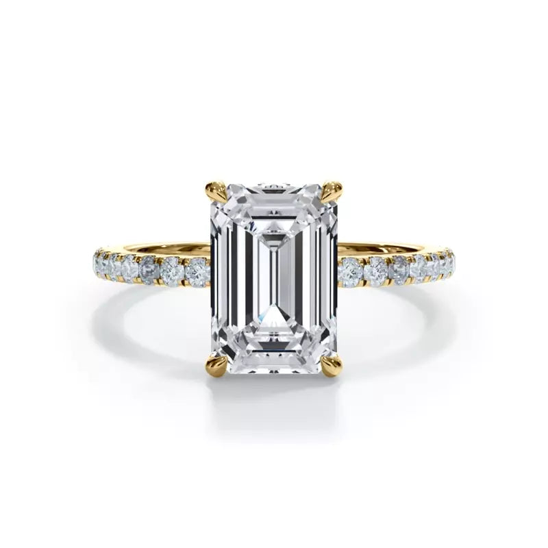 Pavé Hidden Halo Emerald Engagement Ring