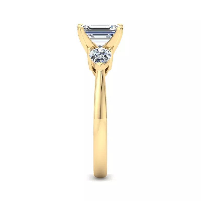 Three-Stone Lab Emerald Engagement Ring