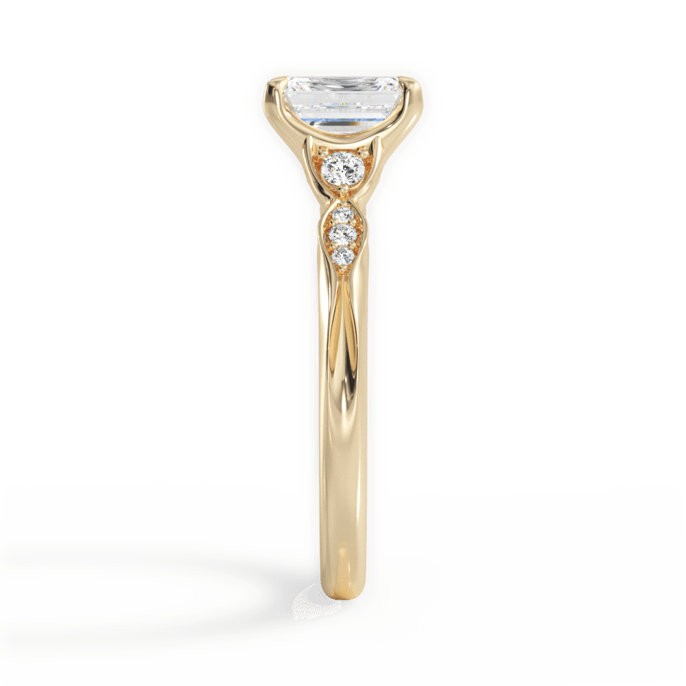 Emerald Cut Vintage Diamond Accent Engagement Ring