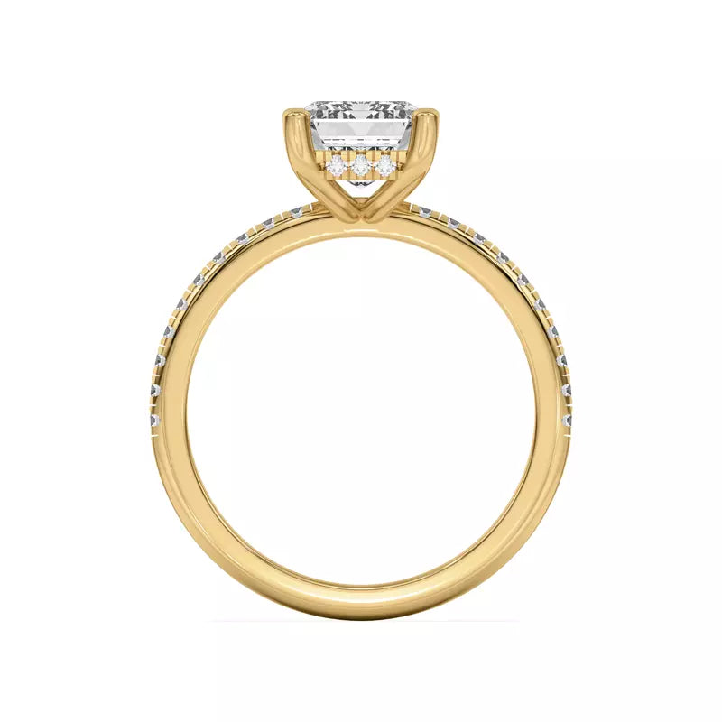 Classic Hidden Halo Pavé Emerald Engagement Ring