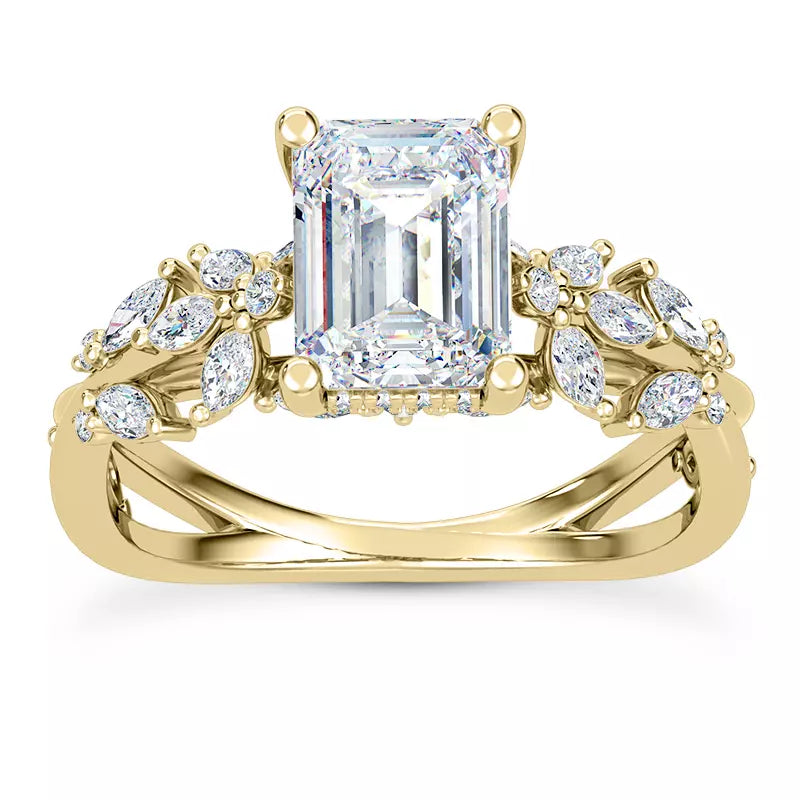 Butterfly And Bee Vine Twist Emerald Engagement Ring