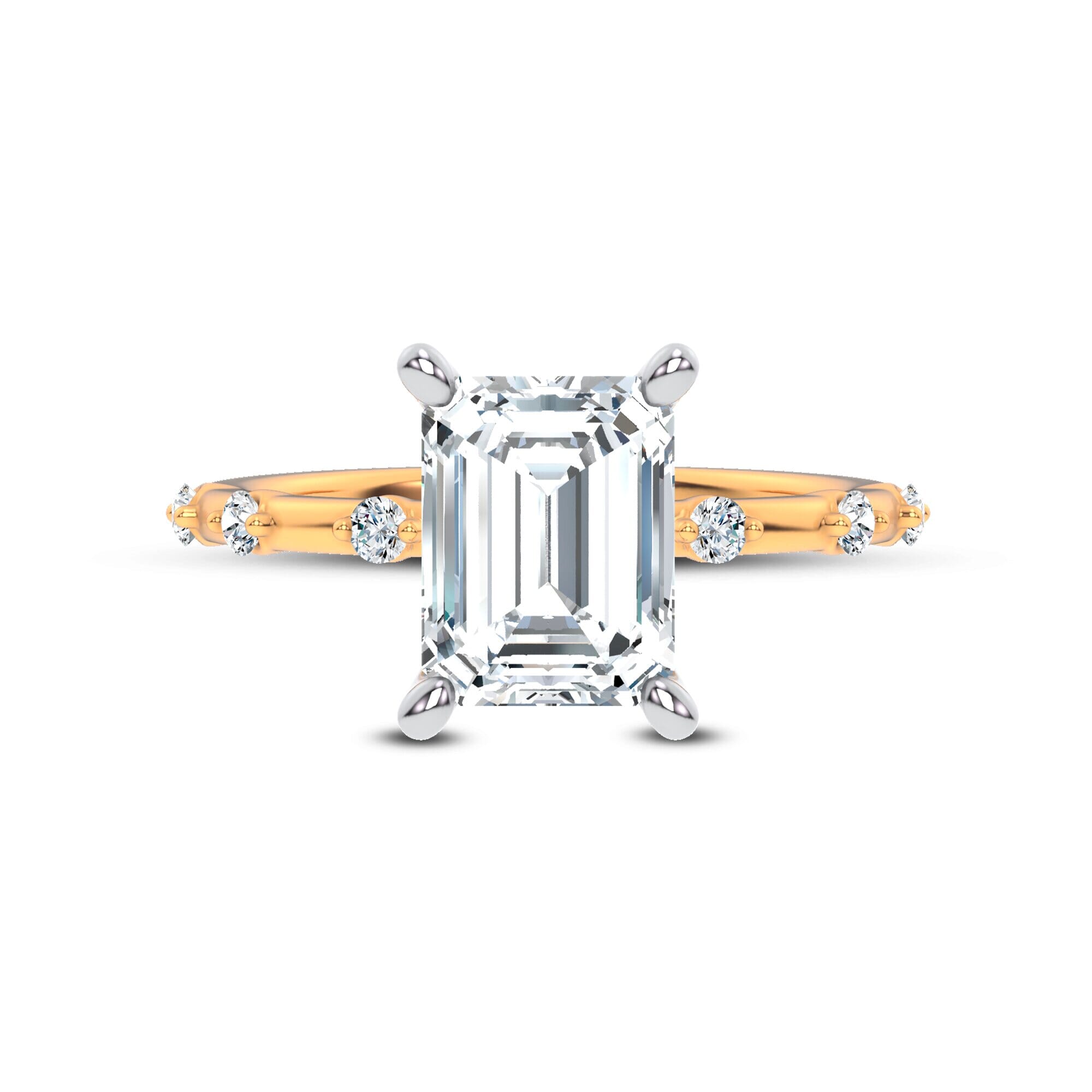 Starlight Spaced Diamond Engagement Emerald Ring