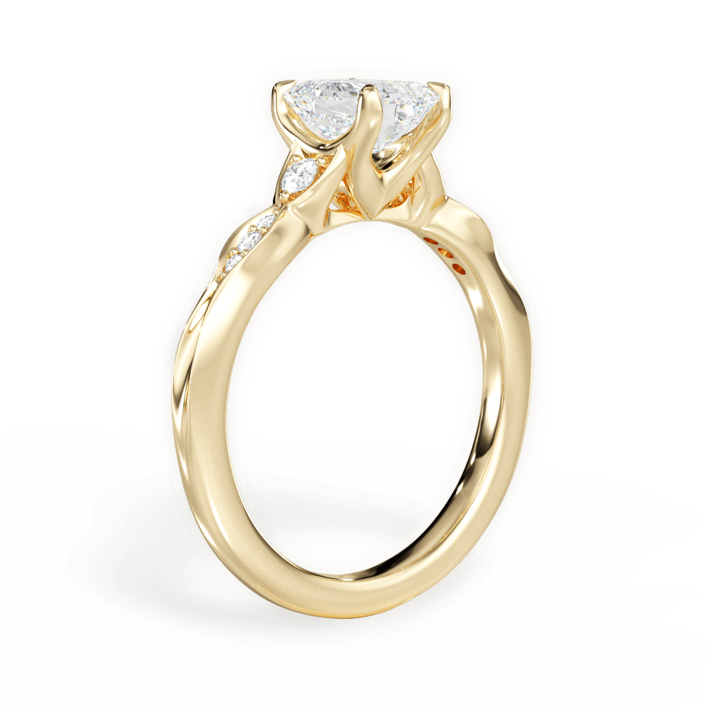 Emerald Cut Vintage Diamond Accent Engagement Ring