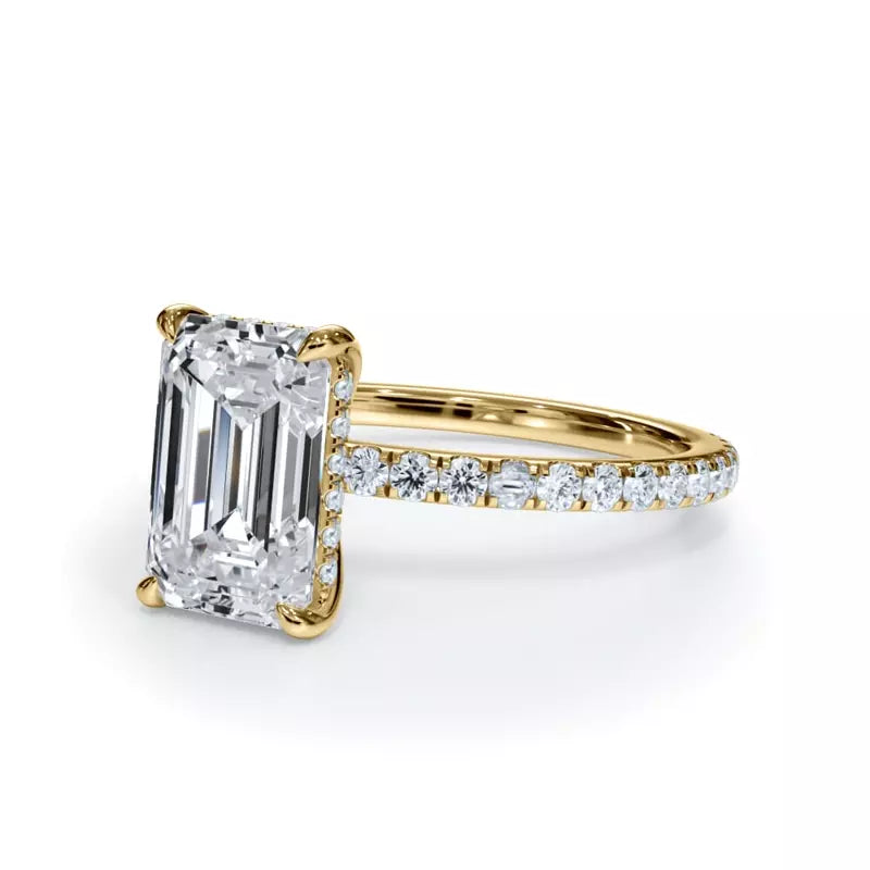 Pavé Hidden Halo Emerald Engagement Ring