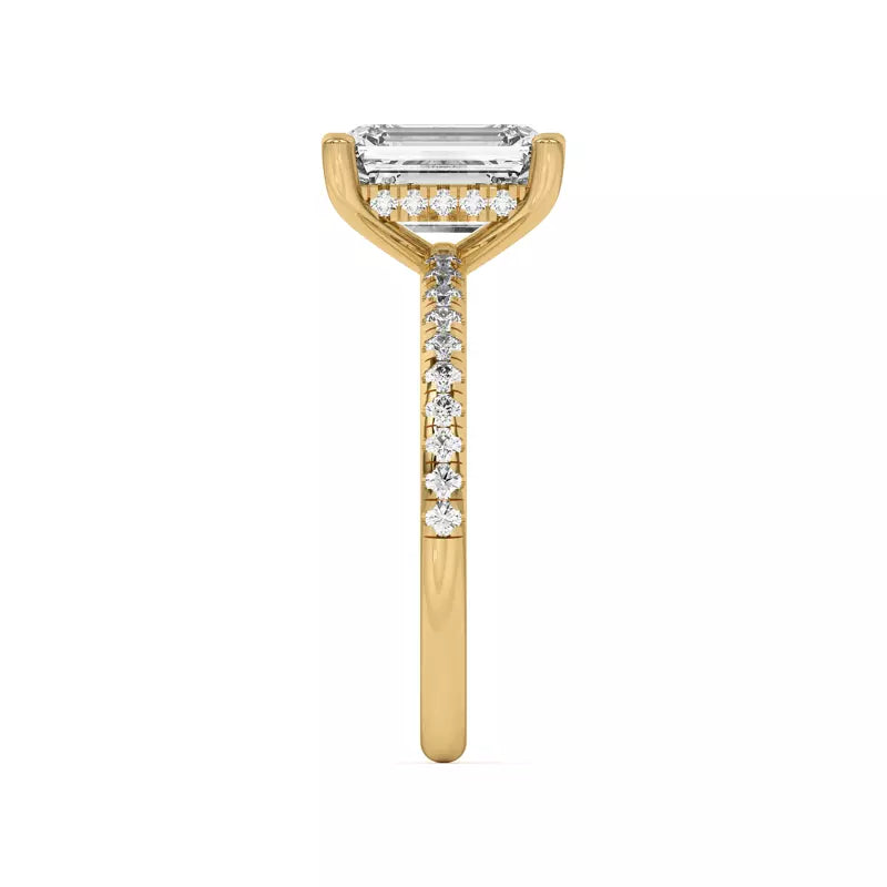 Classic Hidden Halo Pavé Emerald Engagement Ring