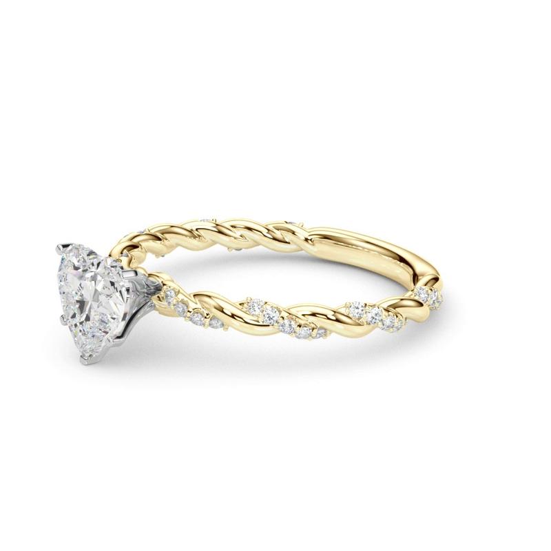 lab Diamond Heart Twist Engagement Ring