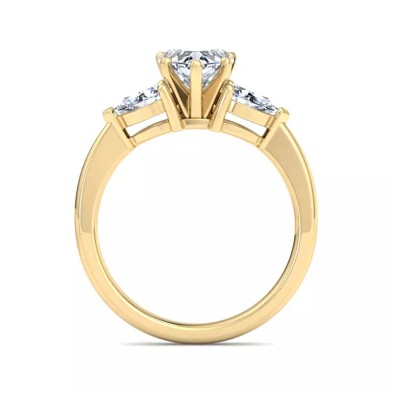 Three-Stone Lab Heart Engagement Ring