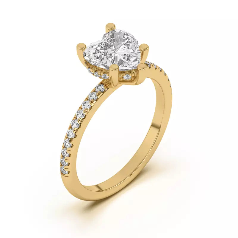 Classic Hidden Halo Pavé Heart Engagement Ring
