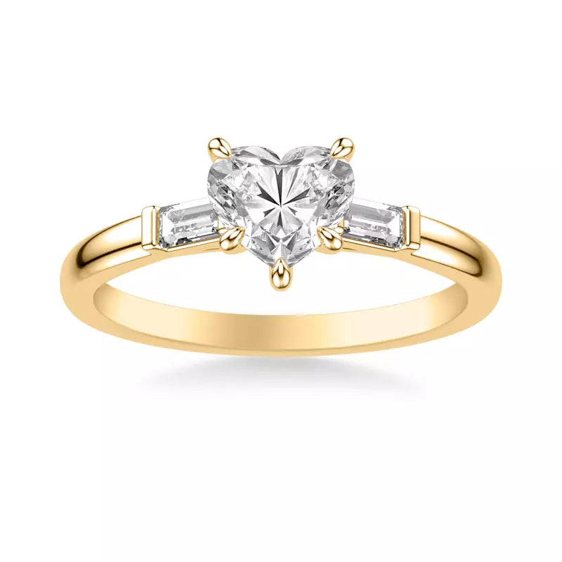 Classic 3-Stone Engagement Heart Ring