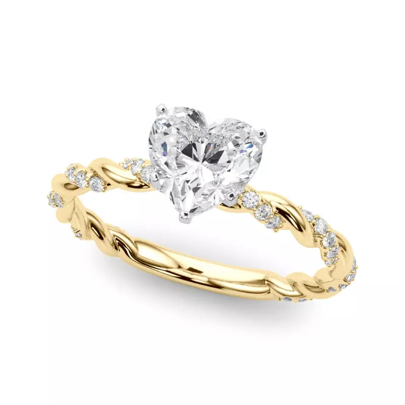 lab Diamond Heart Twist Engagement Ring